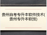 贵州自考专升本软件技术(贵州专升本软技)