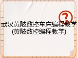 武汉黄陂数控车床编程教学(黄陂数控编程教学)