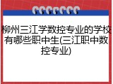 柳州三江学数控专业的学校有哪些职中生(三江职中数控专业)