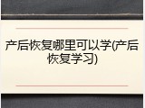 产后恢复哪里可以学(产后恢复学习)