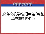 龙湾挖机学校招生条件(龙湾挖掘机招生)