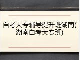 自考大专辅导提升班湖南(湖南自考大专班)