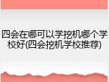 四会在哪可以学挖机哪个学校好(四会挖机学校推荐)