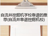 自流井挖掘机学校靠谱的推荐(自流井靠谱挖掘机校)