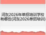 河东2026年单招培训学校有哪些(河东2026单招培训)
