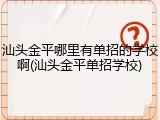 汕头金平哪里有单招的学校啊(汕头金平单招学校)