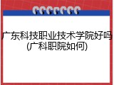广东科技职业技术学院好吗(广科职院如何)