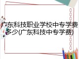 广东科技职业学校中专学费多少(广东科技中专学费)