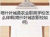 喀什叶城县农业职高学校怎么样啊(喀什叶城农职校如何)