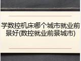 学数控机床哪个城市就业前景好(数控就业前景城市)