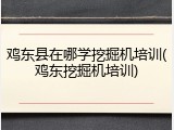 鸡东县在哪学挖掘机培训(鸡东挖掘机培训)