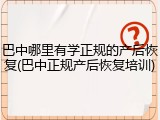 巴中哪里有学正规的产后恢复(巴中正规产后恢复培训)