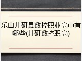 乐山井研县数控职业高中有哪些(井研数控职高)