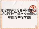 呼伦贝尔鄂伦春自治旗单招培训学校正规学校有那些(鄂伦春单招学校)