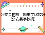 公安县挖机上哪里学比较好(公安县学挖机)