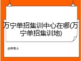 万宁单招集训中心在哪(万宁单招集训地)