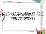任丘挖机学校哪家好(任丘挖机学校推荐)