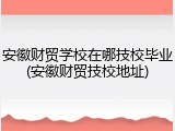 安徽财贸学校在哪技校毕业(安徽财贸技校地址)
