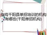 宝鸡千阳县单招培训的机构有哪些(千阳单招机构)