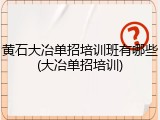 黄石大冶单招培训班有哪些(大冶单招培训)