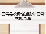 云霄县挖机培训机构(云霄挖机培训)