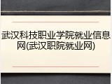 武汉科技职业学院就业信息网(武汉职院就业网)