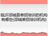 临沂郯城县单招培训的机构有哪些(郯城单招培训机构)