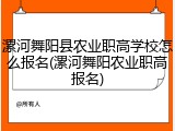 漯河舞阳县农业职高学校怎么报名(漯河舞阳农业职高报名)