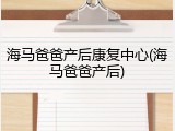 海马爸爸产后康复中心(海马爸爸产后)