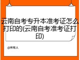 云南自考专升本准考证怎么打印的(云南自考准考证打印)