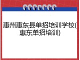 惠州惠东县单招培训学校(惠东单招培训)