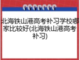 北海铁山港高考补习学校哪家比较好(北海铁山港高考补习)