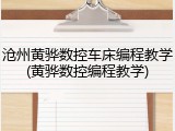 沧州黄骅数控车床编程教学(黄骅数控编程教学)