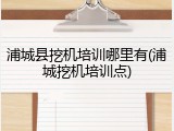 浦城县挖机培训哪里有(浦城挖机培训点)