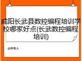 咸阳长武县数控编程培训学校哪家好点(长武数控编程培训)