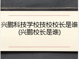 兴鹏科技学校技校校长是谁(兴鹏校长是谁)