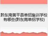 黔东南黄平县单招集训学校有哪些(黔东南单招学校)