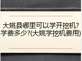 大姚县哪里可以学开挖机?学费多少?(大姚学挖机费用)