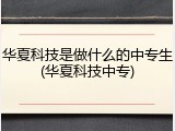 华夏科技是做什么的中专生(华夏科技中专)