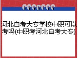河北自考大专学校中职可以考吗(中职考河北自考大专)