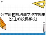 公主岭挖机培训学校在哪里(公主岭挖机学校)