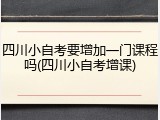 四川小自考要增加一门课程吗(四川小自考增课)