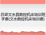 吕梁文水县数控机床培训班学费(文水数控机床培训费)