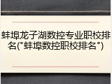 蚌埠龙子湖数控专业职校排名("蚌埠数控职校排名")