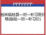 桂林临桂县一对一补习班价格(临桂一对一补习价)