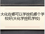 大化在哪可以学挖机哪个学校好(大化学挖机学校)