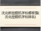 沈北新挖掘机学校哪家强(沈北挖掘机学校排名)