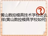 黄山数控模具技术学校怎么样(黄山数控模具学校如何)