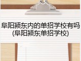 阜阳颍东内的单招学校有吗(阜阳颍东单招学校)