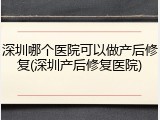 深圳哪个医院可以做产后修复(深圳产后修复医院)